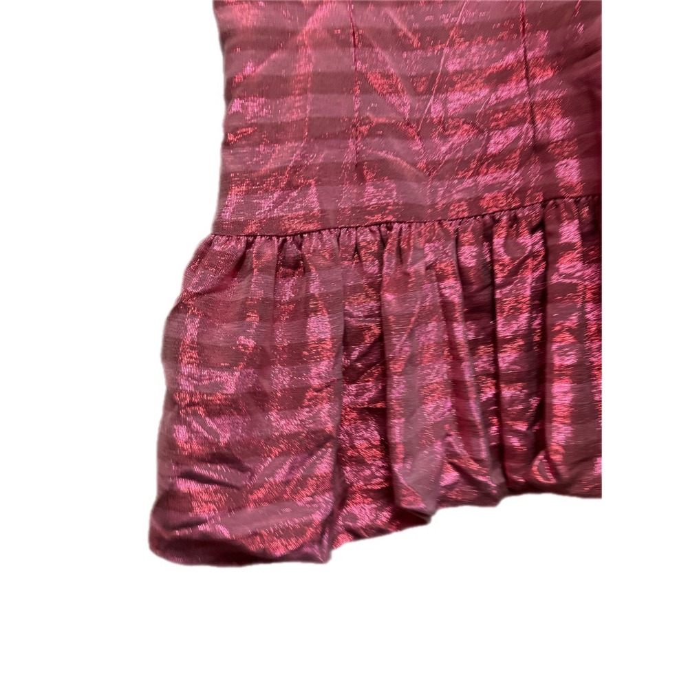 Corey Lynn Calter Mini Dress Womens Medium Pink Metallic Stripe Bubble Hem - Picture 4 of 8